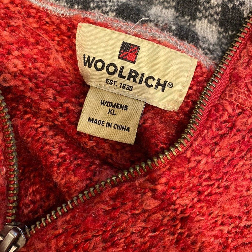 Woolrich Women's Ruby Red 1/4 Zip Long Sleeve Pullover Knit Sweater, Size XL - Picture 7 of 8